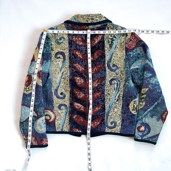 VTG KOKOPELLI WOVEN TAPESTRY ABSTRACT CROPPED BOXY BOLERO JACKET BLAZER SzM - Picture 11 of 12